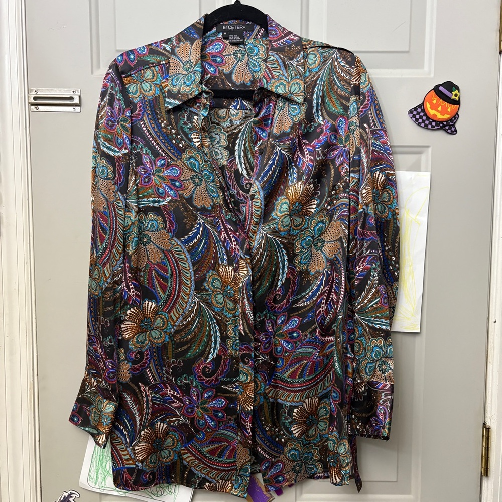 Etcetera 100% Silk Women's Multicolor Paisley Blouse